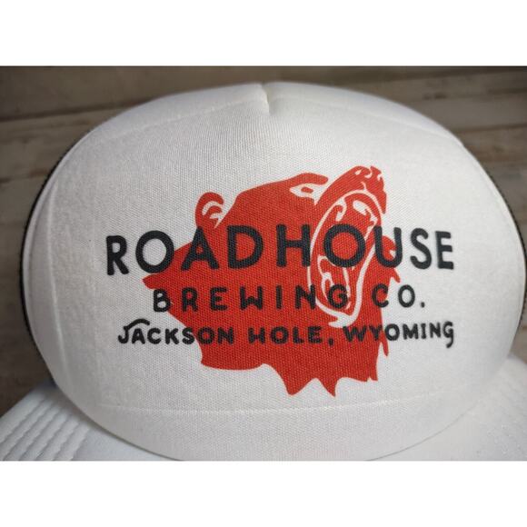 Roadhouse Brewing Co Jackson Hole Wyoming Mesh Snapback Trucker Hat Cap Bear - Picture 6 of 9